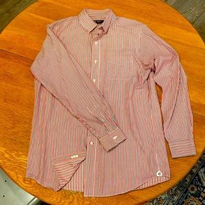 Cremieux Classics long sleeve button down shirt. Mens M. Red, white, gray stripe
